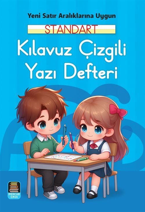 Mercan Okul   Standart Kılavuz Çizgili Yazı Defteri 16x24 Ebat Yeni Satır Aralıklarına Uygun