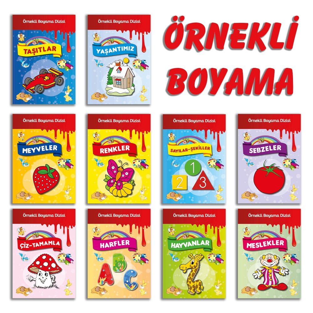 Parıltı Yayıncılık Örnekli Boyama Dizisi Renkli (10 Kitap Set)