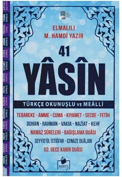 Merve Yayınevi 41 Yasin Çanta Boy Türkçe Okunuşlu ve Mealli (Kod 39)