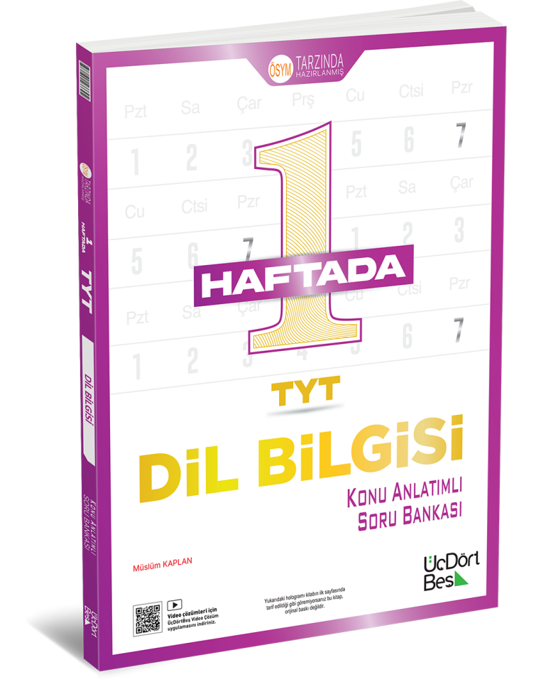 Üç Dört Beş Yayınları 1 Haftada TYT Dilbilgisi Konu Anlatımlı Soru Bankası
