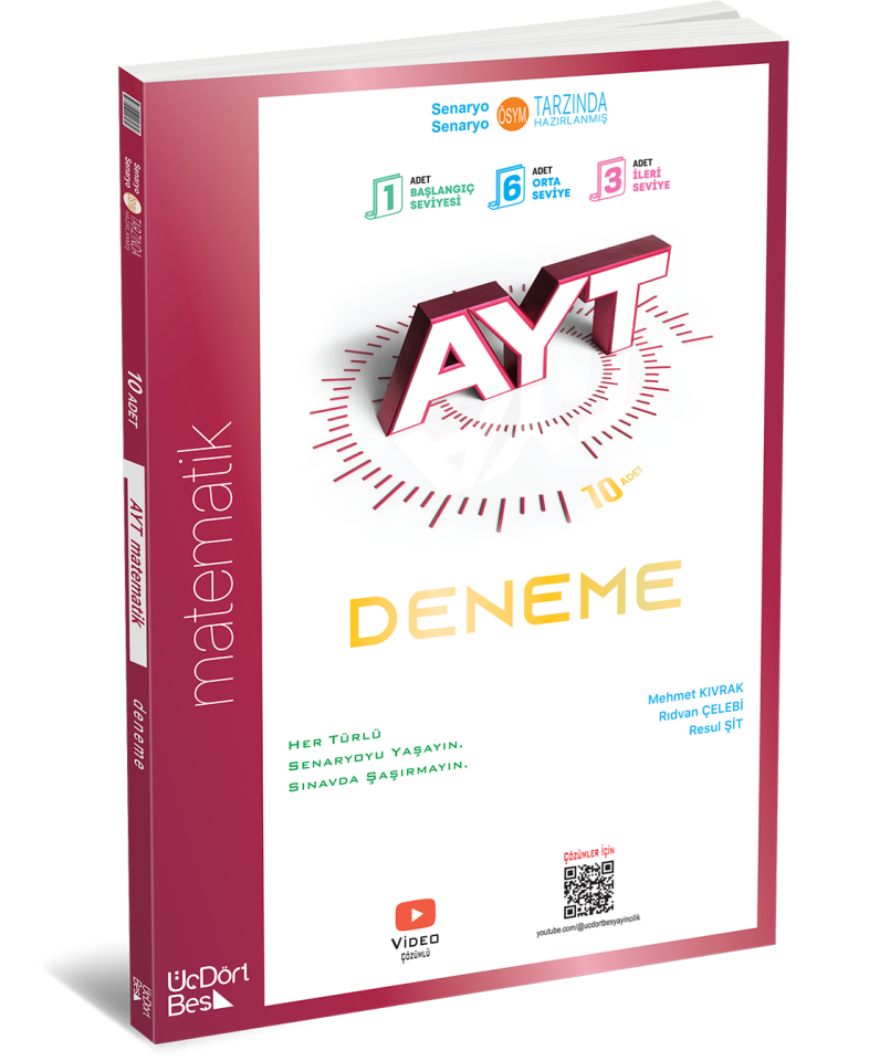 Üç Dört Beş Yayınları AYT 10 lu Matematik Deneme - GÜNCEL BASKI