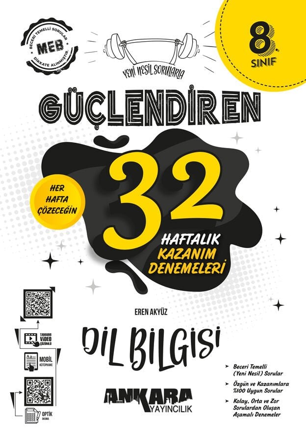 Ankara Yayıncılık 8. Sınıf Dil Bilgisi Güçlendiren Haftalık Kazanım Denemeleri