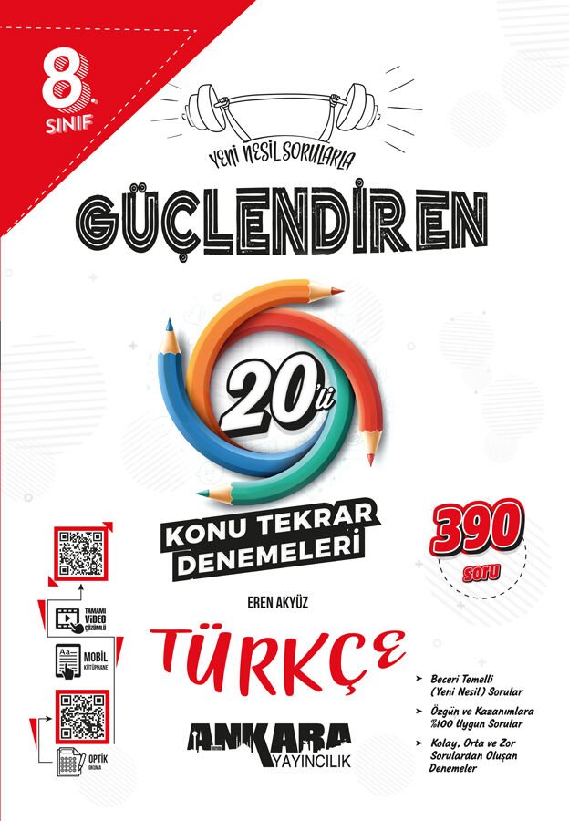 Ankara Yayıncılık 8. Sınıf Türkçe Güçlendiren 20 Konu Tarama Denemesi