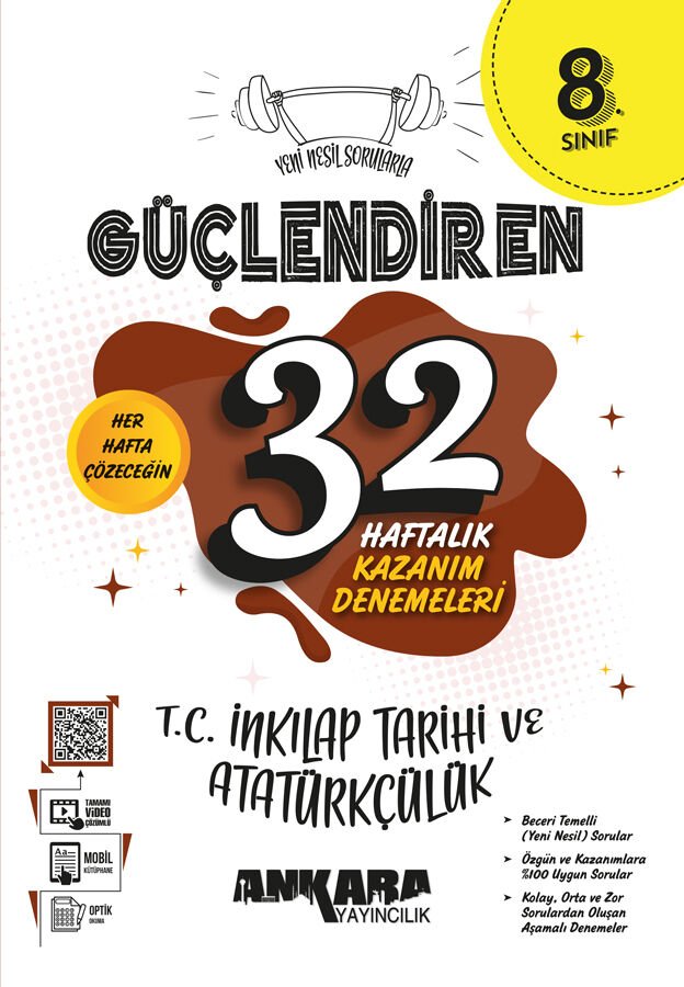 Ankara Yayıncılık 8. Sınıf 32 Haftalık Güçlendiren İnk.Tar.Ve Atatürkçülük Kazanım Denemeleri