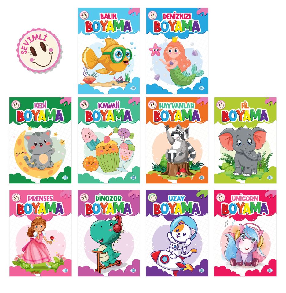 Sevimli Boyama Seti (10 Kitap Takım)