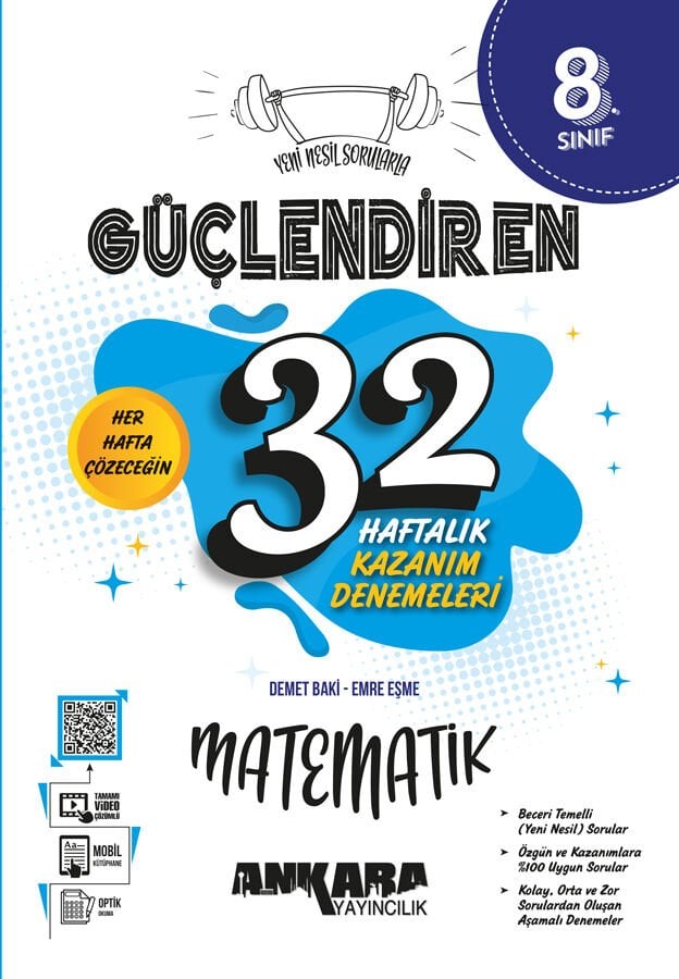 2026 Ankara Yayıncılık 8.Sınıf 32 Haftalık Güçlendiren Matematik Kazanım Denemeleri 2026