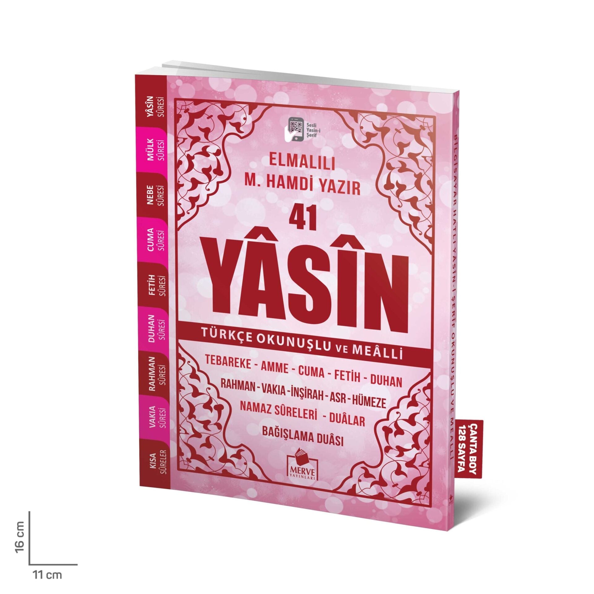 Merve Yayınları Yasini Şerif Pembe Renk Türkçe Okunuşlu ve Mealli Çanta Boy