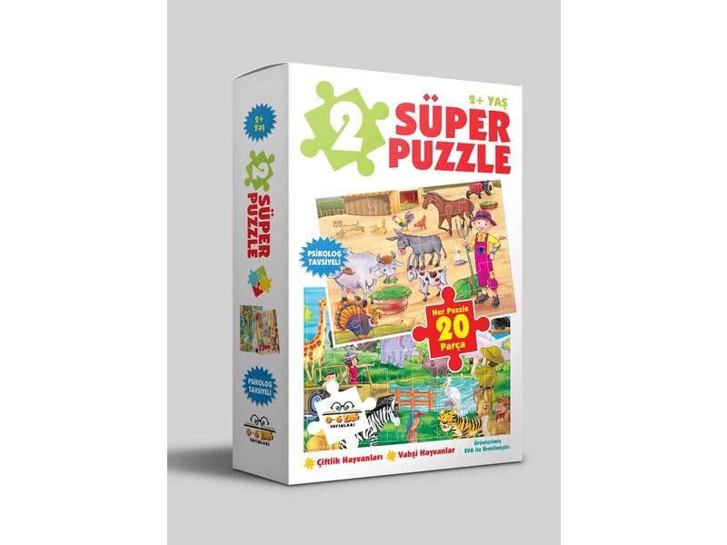 0-6 Yaş Yayınları 2 Süper Puzzle  Çiftlik Hayvanları  Vahşi Hayvanlar