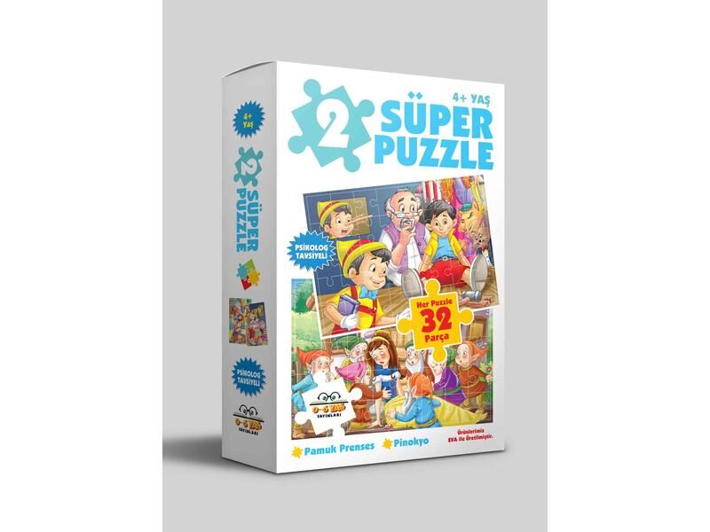 0-6 Yaş Yayınları 2 Süper Puzzle  Pamuk Prenses  Pinokyo