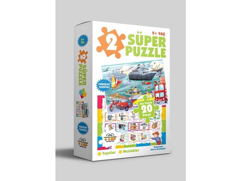 0-6 Yaş Yayınları 2 Süper Puzzle  Taşıtlar  Meslekler