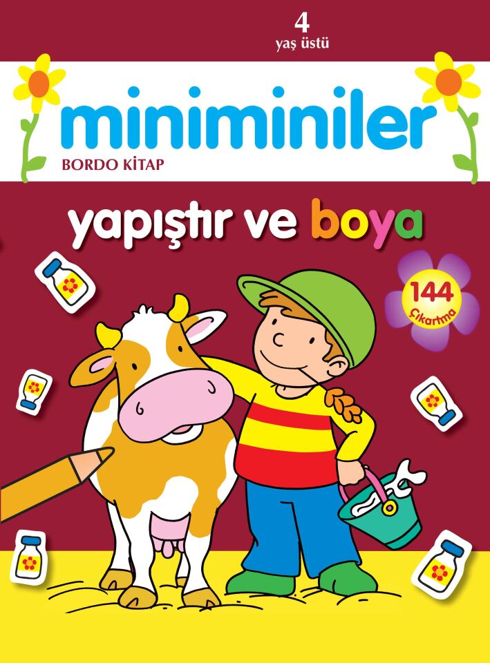 Parıltı Yayıncılık Miniminiler Yapıştır Ve Boya (Bordo Kitap)