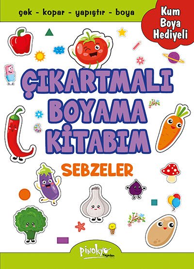 Pinokyo Yayınları Çıkartmalı Boyama Kitabım Sebzeler (Kum Boya Hediyeli 24 Sayfa)