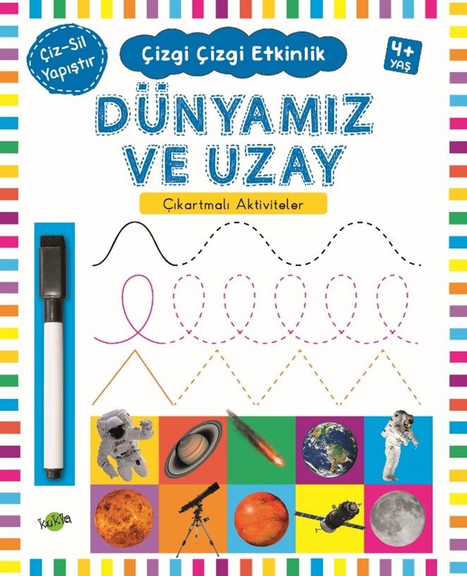 Kukla Çocuk Çizgi Çizgi Etkinlik - Dünyamız Ve Uzay (Çıkartmalı - Çiz Sil)