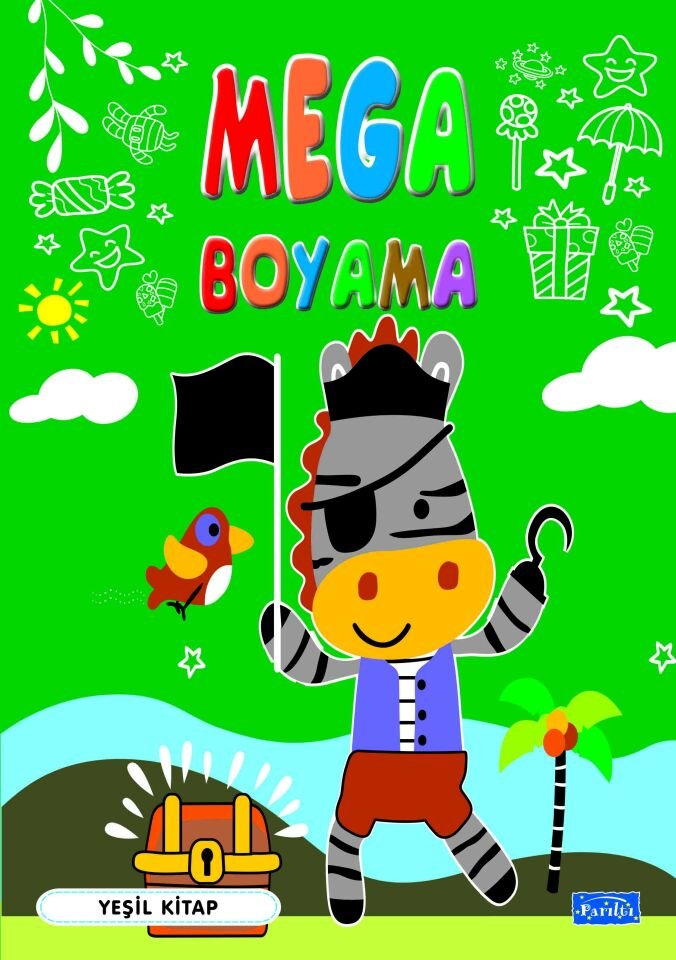 Parıltı Yayıncılık Mega Boyama-Yeşil Kitap