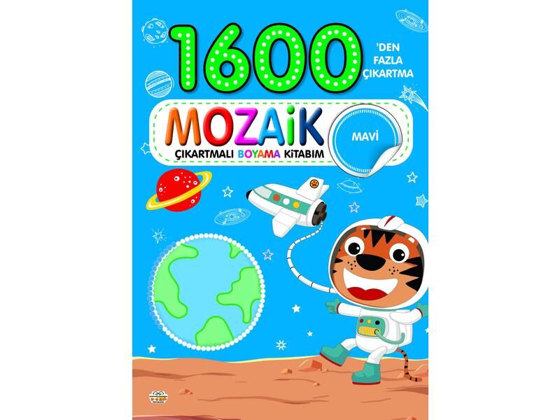 0-6 Yaş Yayınları 1600 Mozaik Çıkartmalı Boyama Kitabım Mavi Kitap