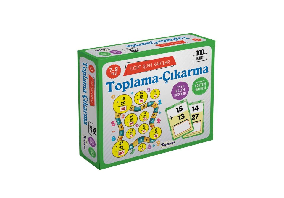 Teleskop Dört İşlem Kartları  Toplama Çıkarma 7-8 Yaş