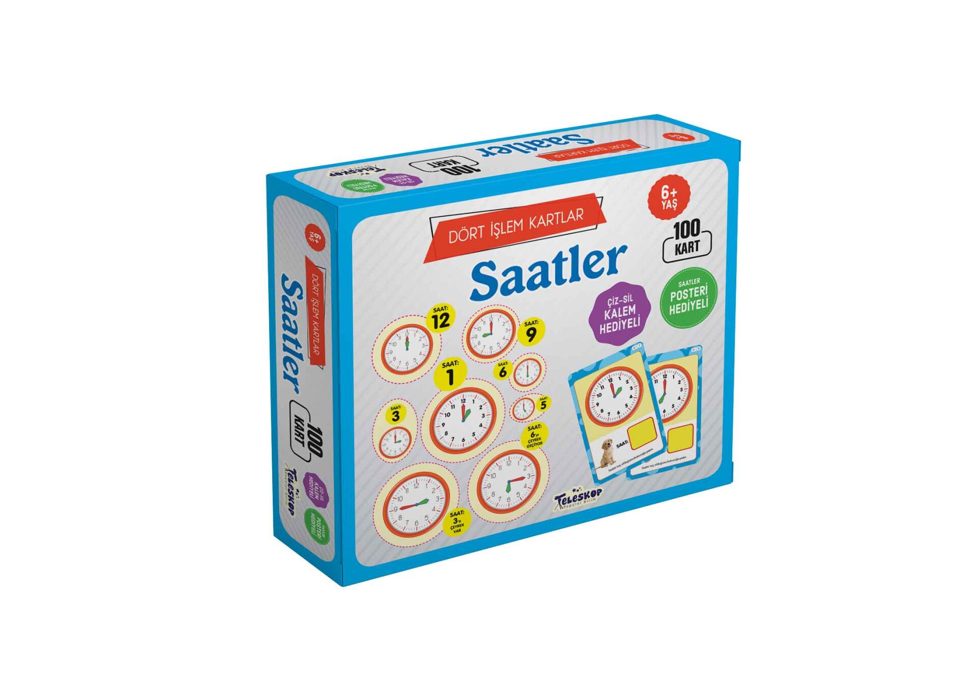 Teleskop Dört İşlem Kartları   Saatler 6 Yaş
