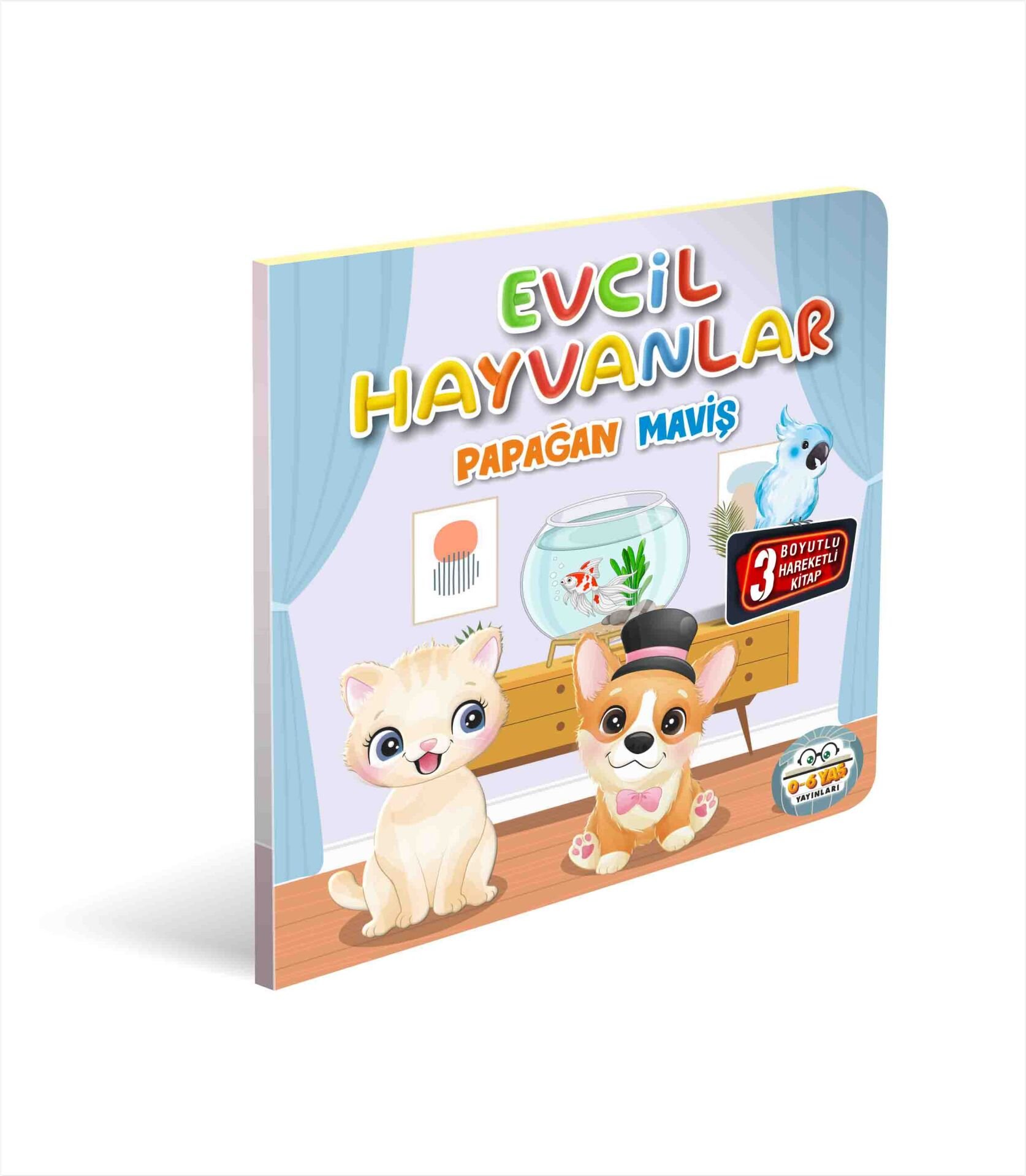 0-6 Yaş Yayınları Hareketli Kitaplar  Evcil Hayvanlar Papağan Maviş