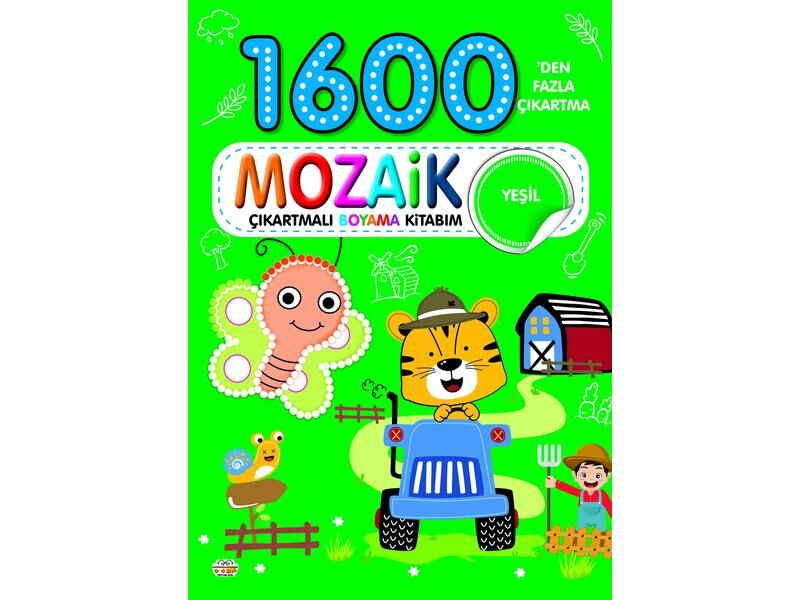 0-6 Yaş Yayınları 1600 Mozaik Çıkartmalı Boyama Kitabım Yeşil Kitap