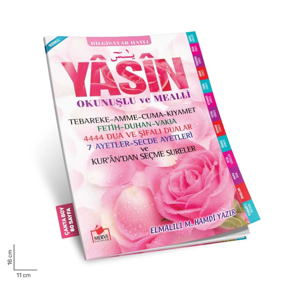 Merve Yayınları Çanta Boy Güllü Pembe Yasin 2.Hm. 80 Sayfa KOD:YASİN048