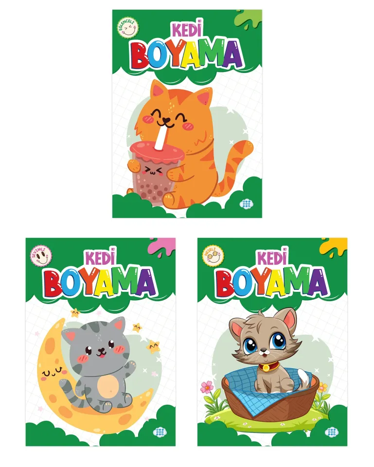 Dokuz Yayınları Kedi Boyama Seti (3 Takım Kitap)