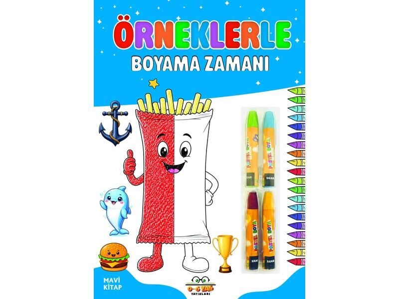 0-6 Yaş Yayınları Örneklerle Boyama Zamanı Mavi Kitap