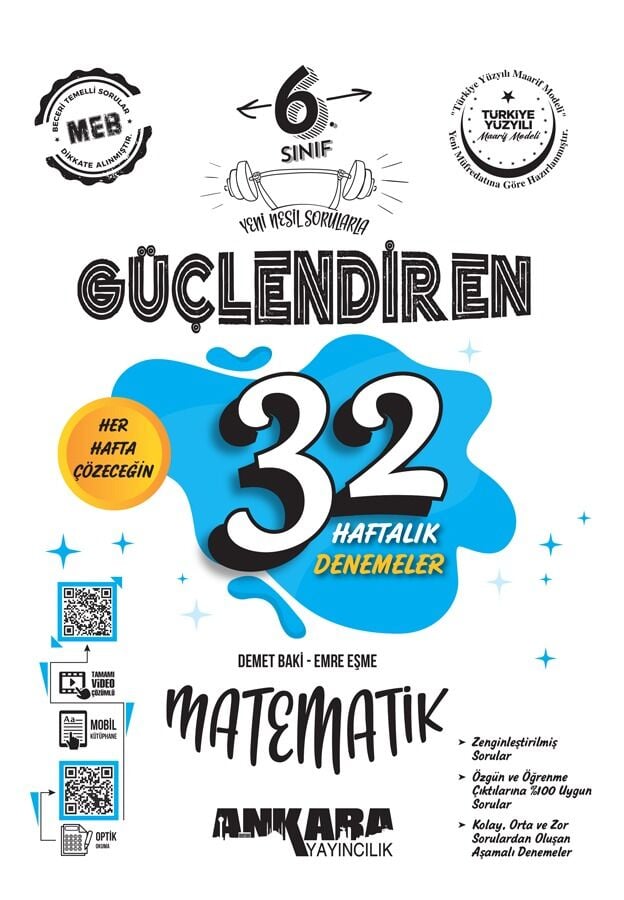 2026 Ankara Yayıncılık 6.Sınıf Güçlendiren 32 Haftalık Matematik Kazanım Denemeleri