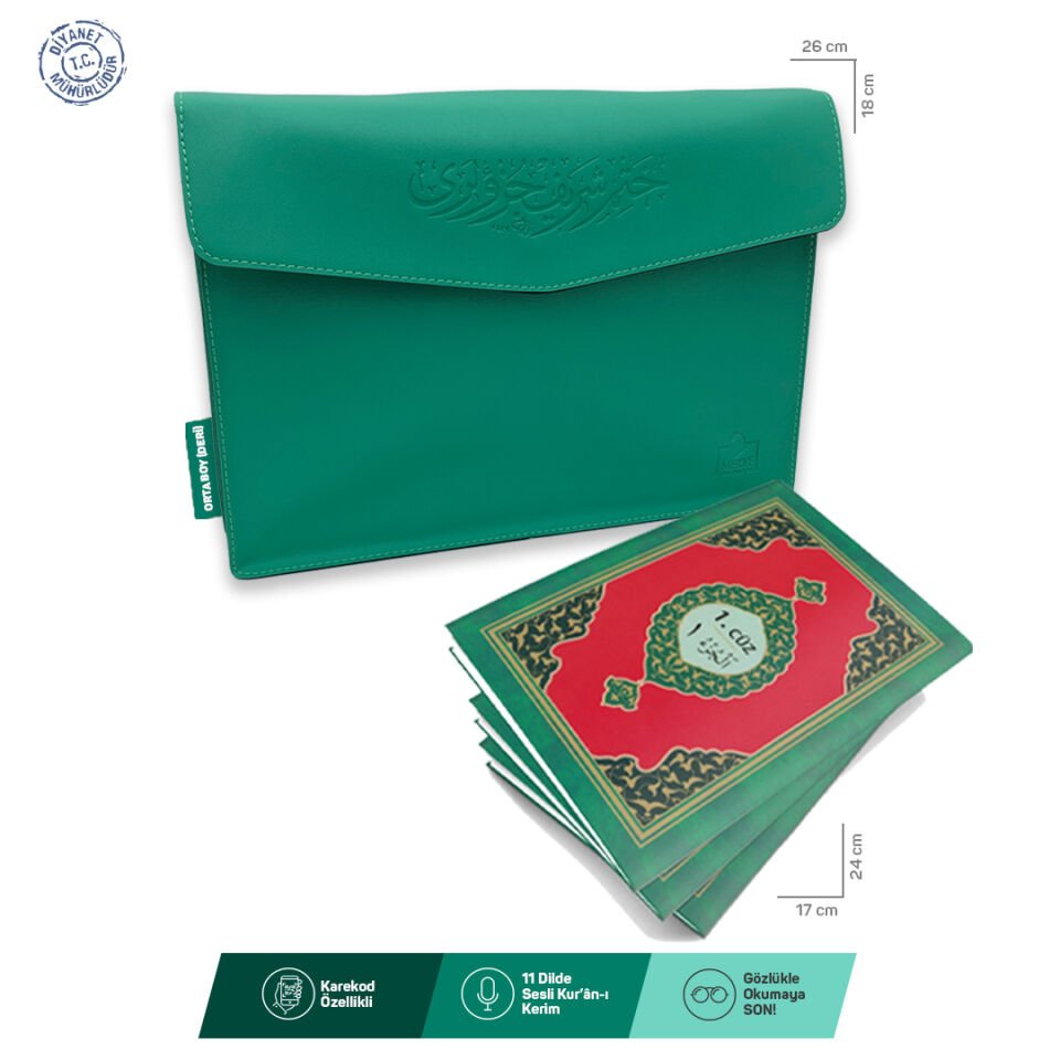 Merve Yayınları Deri Çantalı Kuranı Kerim Hatmi Şerif 30 Cüz Orta Boy
