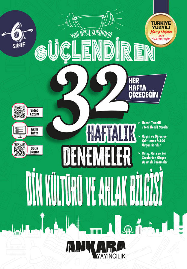 2027 Ankara Yayıncılık 6.Sınıf Güçlendiren 32 Haftalık Din Kültürü ve Ahlak Bilgisi Denemeleri