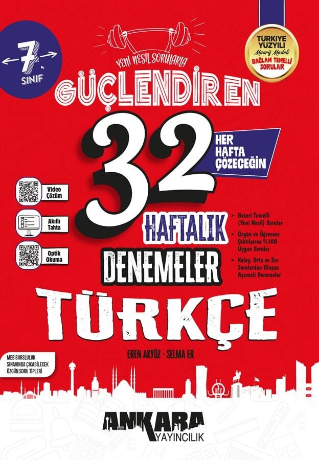 2027 Ankara Yayıncılık 7.Sınıf Güçlendiren 32 Haftalık Türkçe Denemeleri