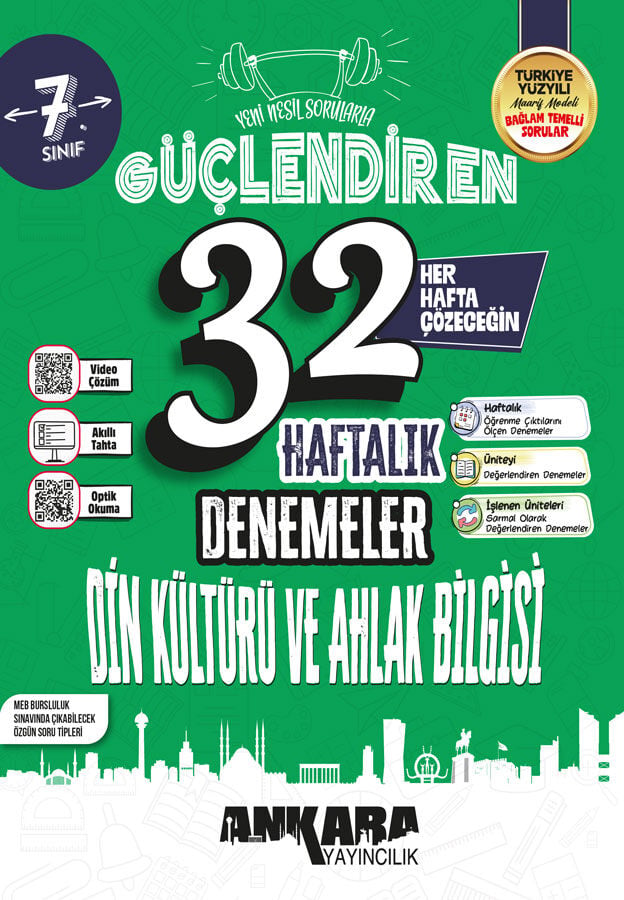2027 Ankara Yayıncılık 7.Sınıf Güçlendiren 32 Haftalık Din Kültürü ve Ahlak Bilgisi  Denemeleri