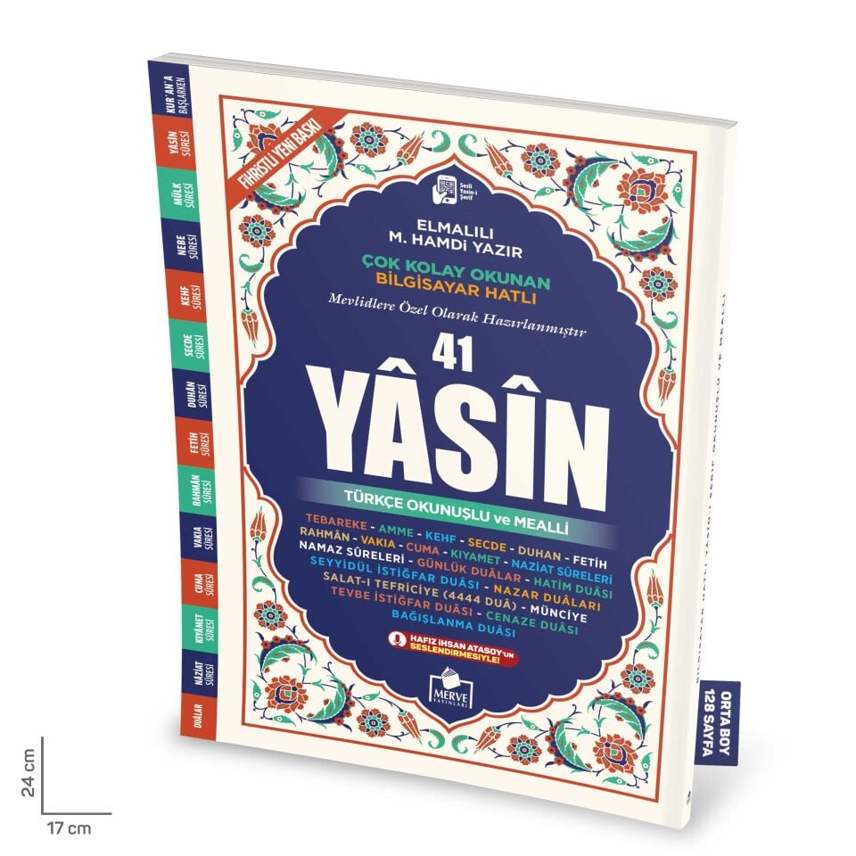 Merve Yayınları Yasini Şerif Türkçe Okunuşlu ve Mealli Orta Boy 128 Sayfa
