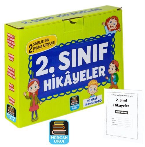 Mercan Okul 2.Sınıf Hikayeler Renkli Resimli 10 Kitap Soru Kitapçığı İlaveli