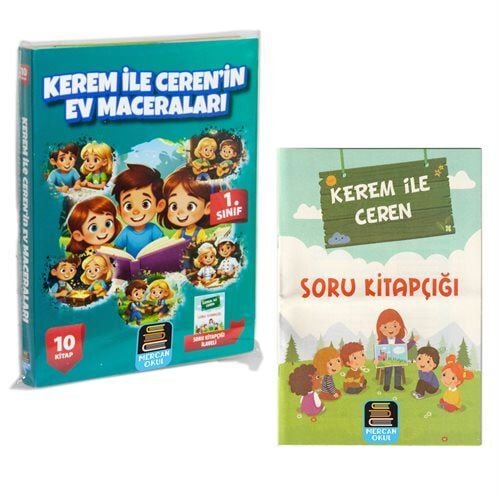 Mercan Okul 1.Sınıf Kerem İle Ceren Ev Maceraları 10 Kitap  Soru Kitapçığı İlaveli
