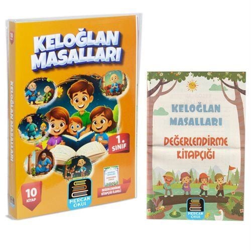 Mercan Okul  1.Sınıf Keloğlan Masalları 10 Kitap  Değerlendirme Kitapçığı İlaveli
