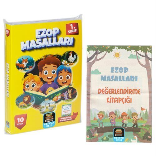 Mercan Okul 1.Sınıf Ezop Masalları 10 Kitap  Değerlendirme Kitapçığı İlaveli