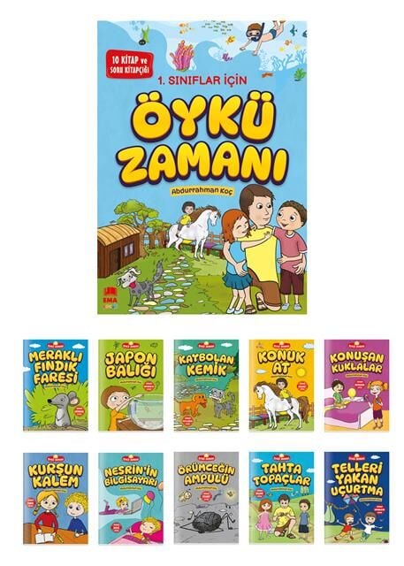 Ema Çocuk 1.Sınıf Öykü Zamanı 10 Kitap+Değerlendirme Soru Testi