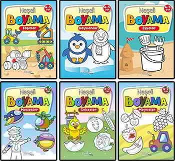 Pinokyo Yayınları Neşeli Boyamalar  6 Kitap Set  4-5 Yaş