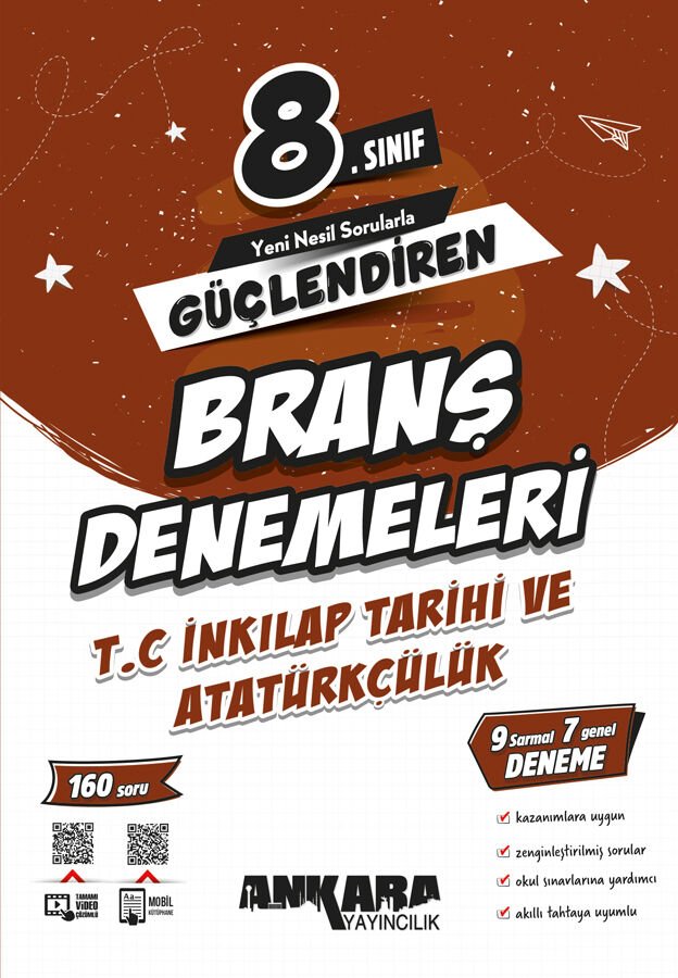 Ankara Yayıncılık 8.Sınıf Güçlendiren İnkılap Tarihi ve Atatürkçülük Branş Denemeleri