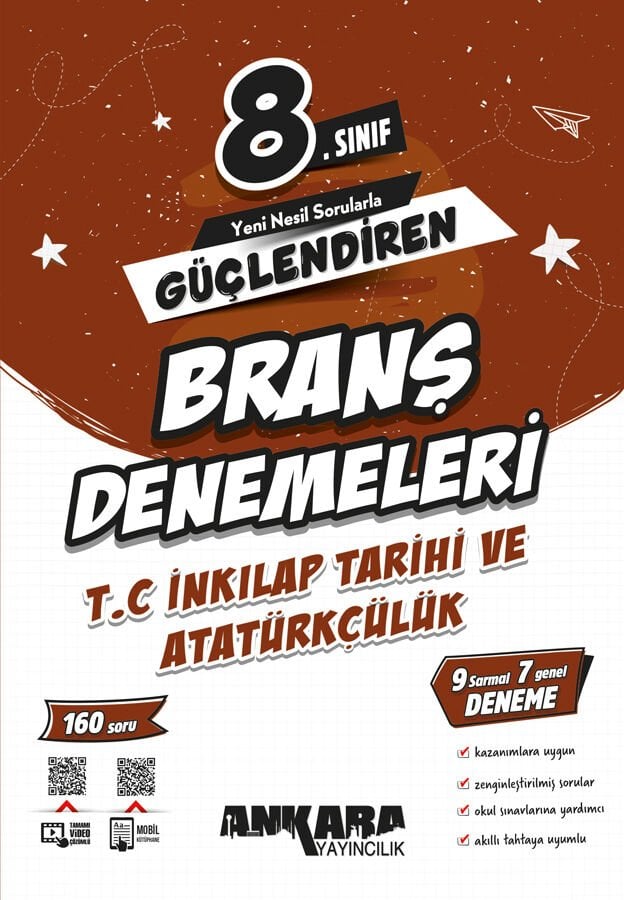 Ankara Yayıncılık 8.Sınıf Güçlendiren İnkılap Tarihi ve Atatürkçülük Branş Denemeleri