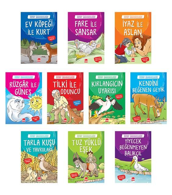 Ema Çocuk 1.Sınıf Ezop Masalları Büyük Boy 10 Kitap