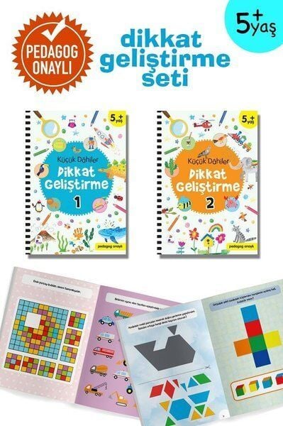 Küçük Dahiler Dikkat Geliştirme Seti (2 Kitap Takım) – 5+ Yaş (Pedagog Onaylı)