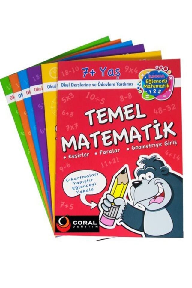 Limon Kıds Ilkokul Eğlenceli Temel Matematik Seti 7 Yaş (6 KİTAP SET) & Ödül Çıkartmalarıyla