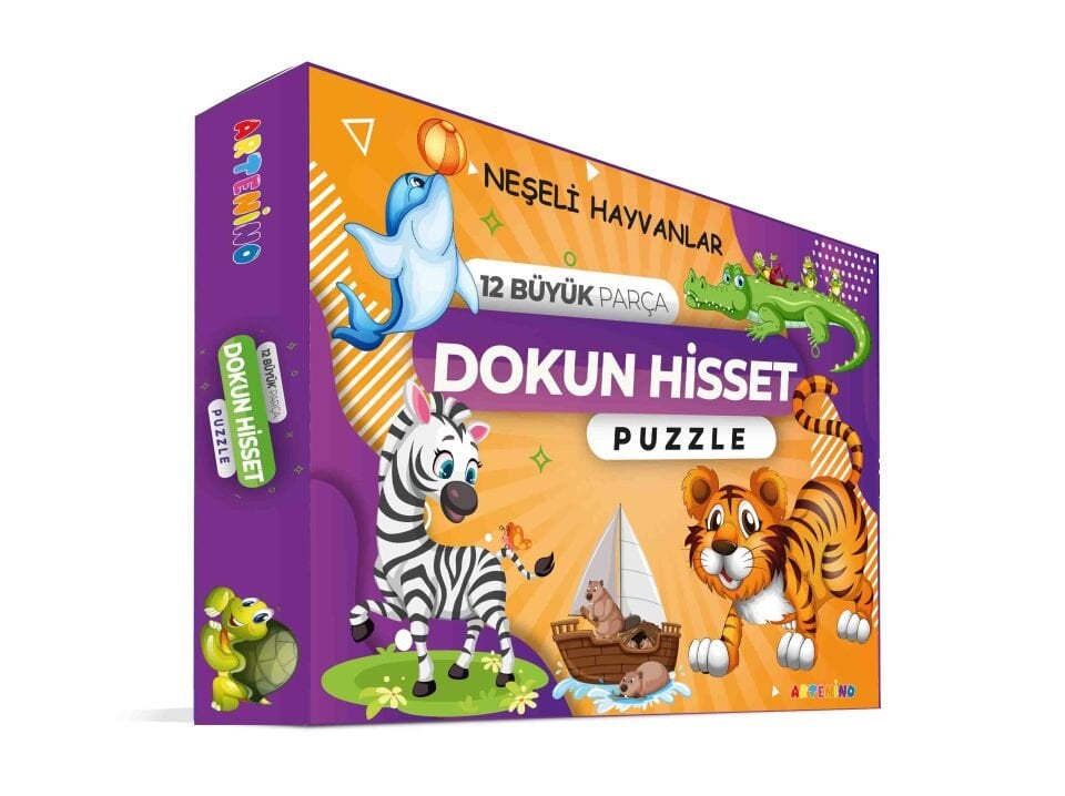 Artenino Neşeli Hayvanları 12 Büyük Parça Dokun Hisset Puzzle