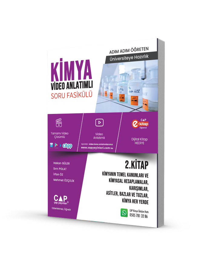 2026 Çap Yayınları Kimya Kimyanın Temel Kanunları Ve Kimyasal  Hesaplamalar,Karışımlar, Asitler , Bazlar Ve Tuzlar  Kimya Her Yerde Video Anlatımlı Soru Fasikülü