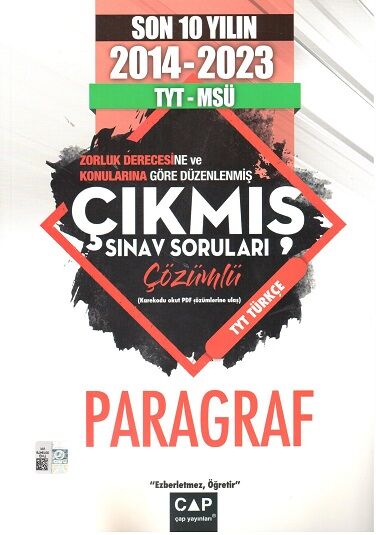2026 Çap Yayınları Son 10 Yılın Tyt -MSÜ Çıkmış Sınav Soruları  Çözümlü 2014-2023  Türkçe- ParagrafSoru Bankası