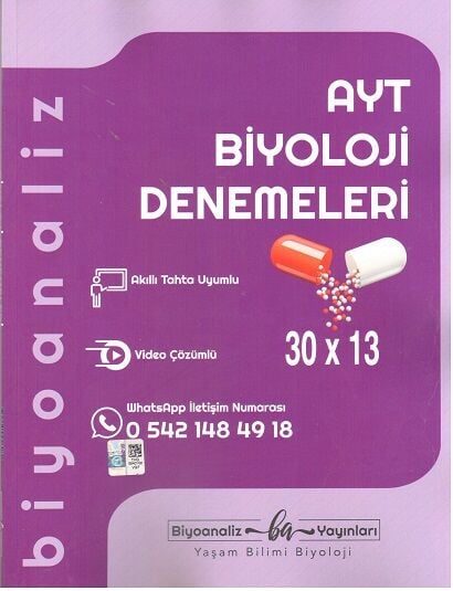 Biyoanaliz Yayınları Ayt Biyoloji Denemeleri 30x13