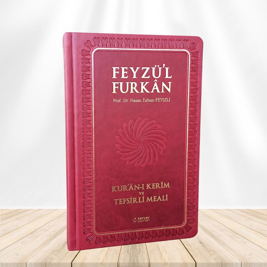 Server Yayınları Feyzü'L Furkan Kur'An-I Kerim Ve Tefsirli Meali Mushaflı (Büyük Boy-Ciltli) Bordo Kod 019 & Karşılıklı Mushaf Ve Meal