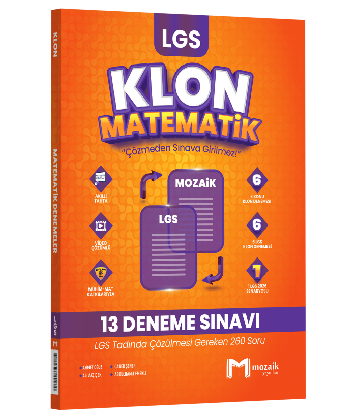 Mozaik Yayınları 2026 8.Sınıf Lgs Matematik 13'Lü Deneme Sınavı