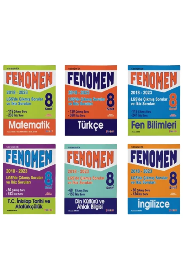 Fenomen 8.Sınıf Lgs Çıkmış Sorular Ve İkiz Soruları Seti (6 Kitap) (2018-2024) (İadesizdir)